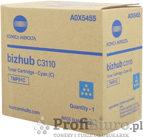 Toner Minolta TNP51C / A0X5455 Cyan do drukarek (Oryginalny) [5k]