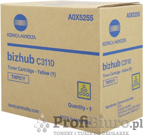 Toner Minolta TNP51Y / A0X5255 Yellow do drukarek (Oryginalny) [5k]