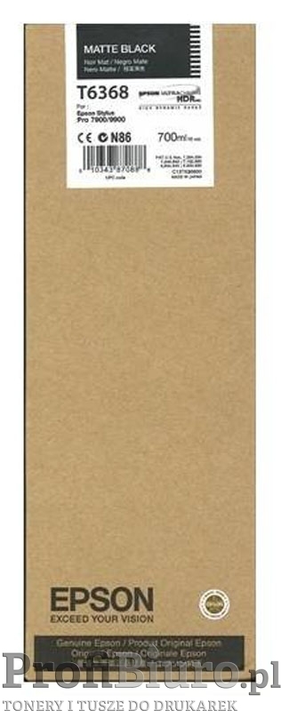Tusz Epson T6368 Matte Black do drukarek (Oryginany) [700ml]