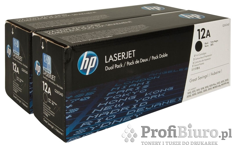 Toner HP 12A / Q2612AD Czarny do drukarek (Oryginalny) - Dual Pack [2x2 k]