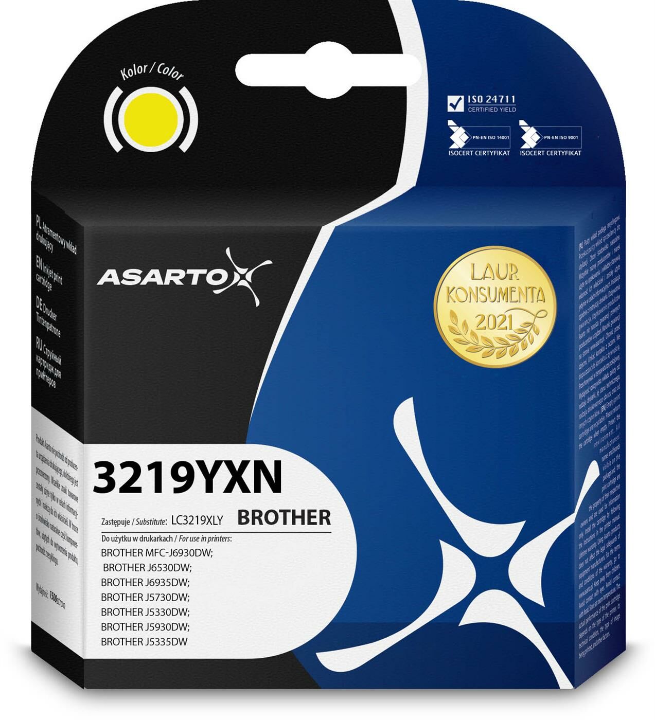 Tusz AS-B3219YXN Yellow do drukarek Brother (Zamiennik Brother LC3219XLY)
