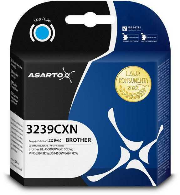 Tusz Asarto do Brother 3239CXN LC3239XLC 52ml cyan