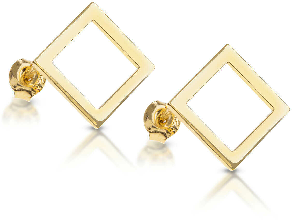 Kolczyki srebrne pozłacane romby