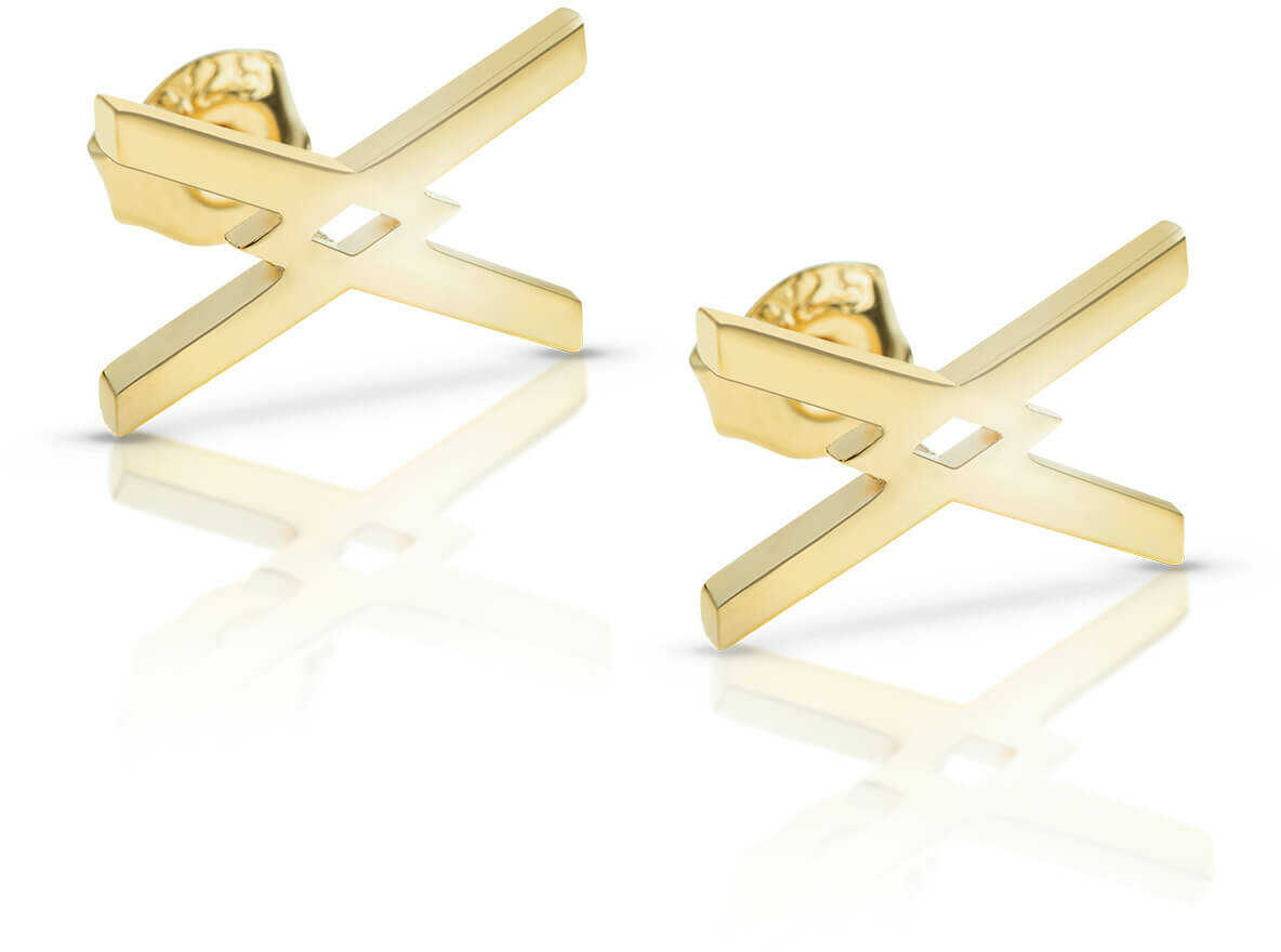 Kolczyki srebrne pozłacane iksy