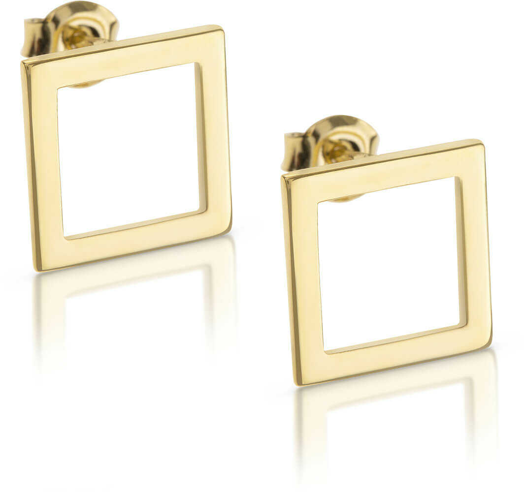 Kolczyki srebrne pozłacane kwadraty