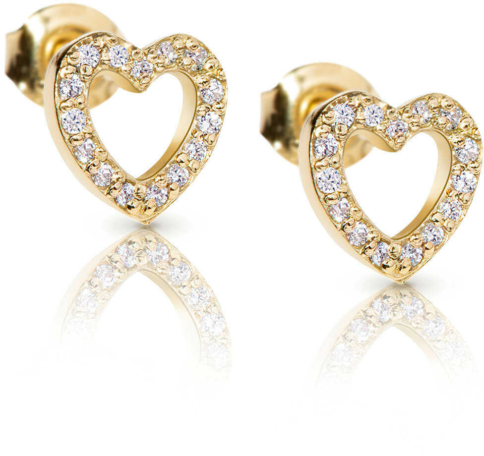 Srebrne pozłacane kolczyki serduszka