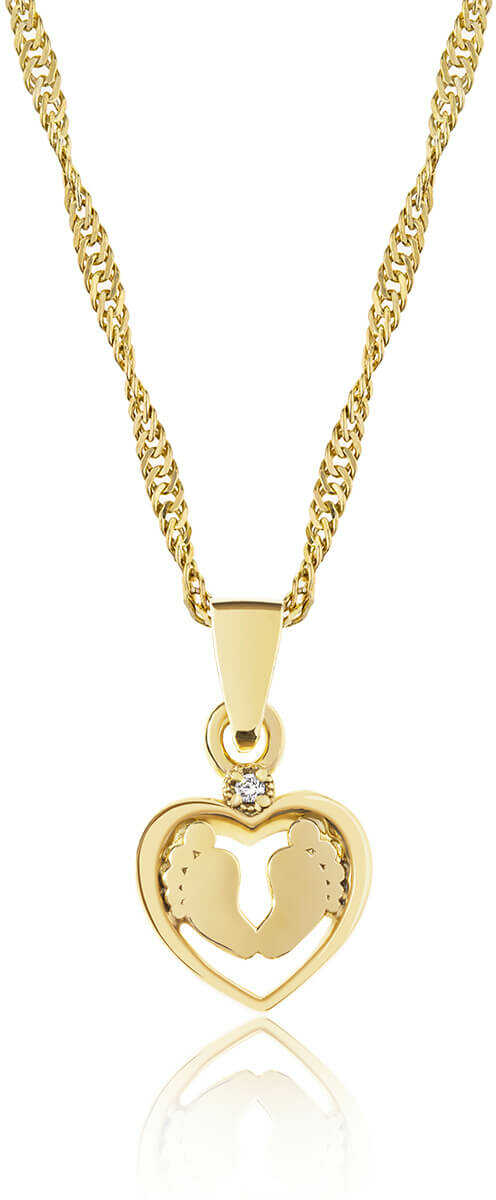 Wisiorek srebrny pozłacany serce i stópki