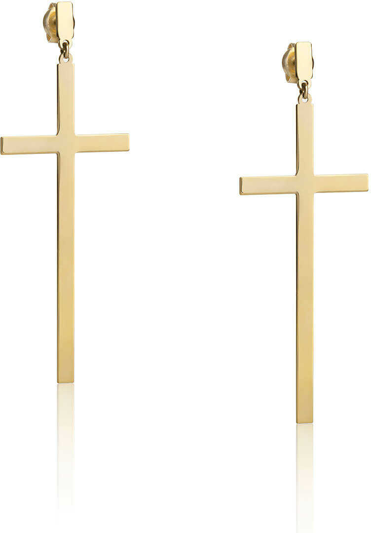 Kolczyki srebrne pozłacane duże krzyże wiszące