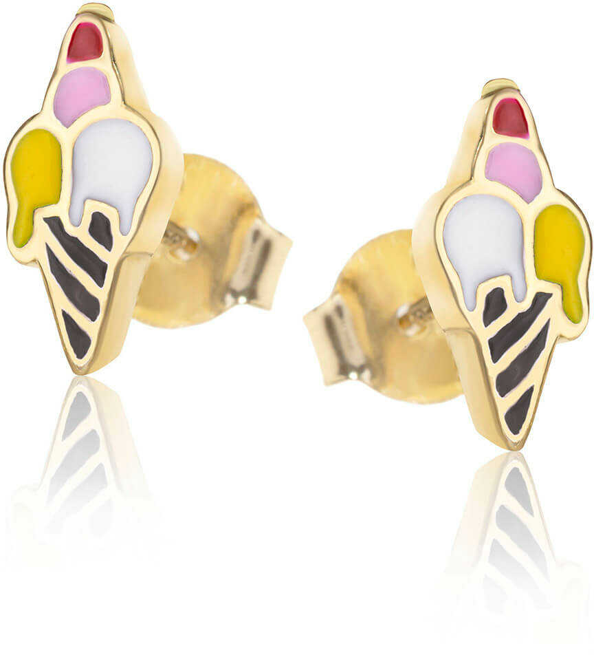 Kolczyki srebrne pozłacane lody emaliowane