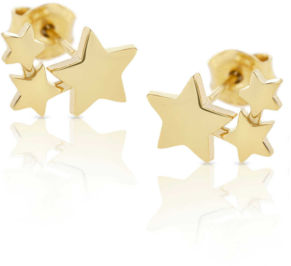 Kolczyki srebrne pozłacane trzy gwiazdki