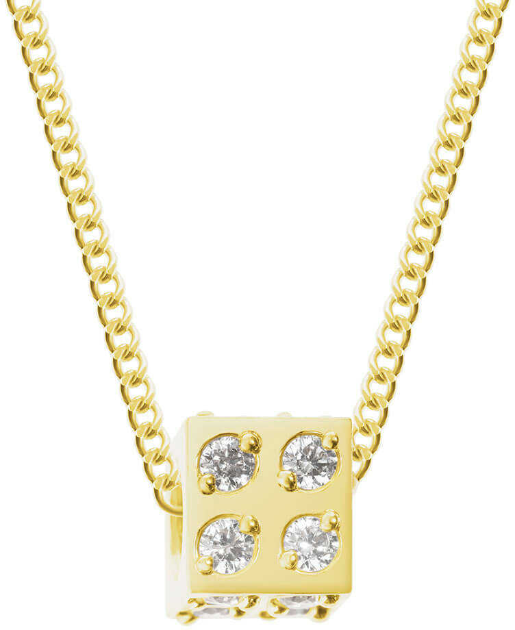 Naszyjnik celebrytka kostka srebrna pozłacana