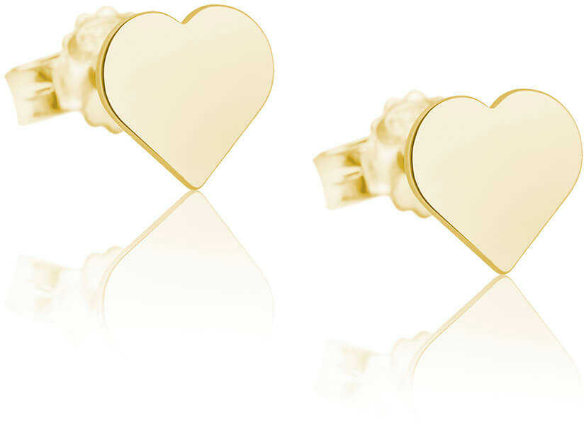Kolczyki serca gładkie srebrne pozłacane