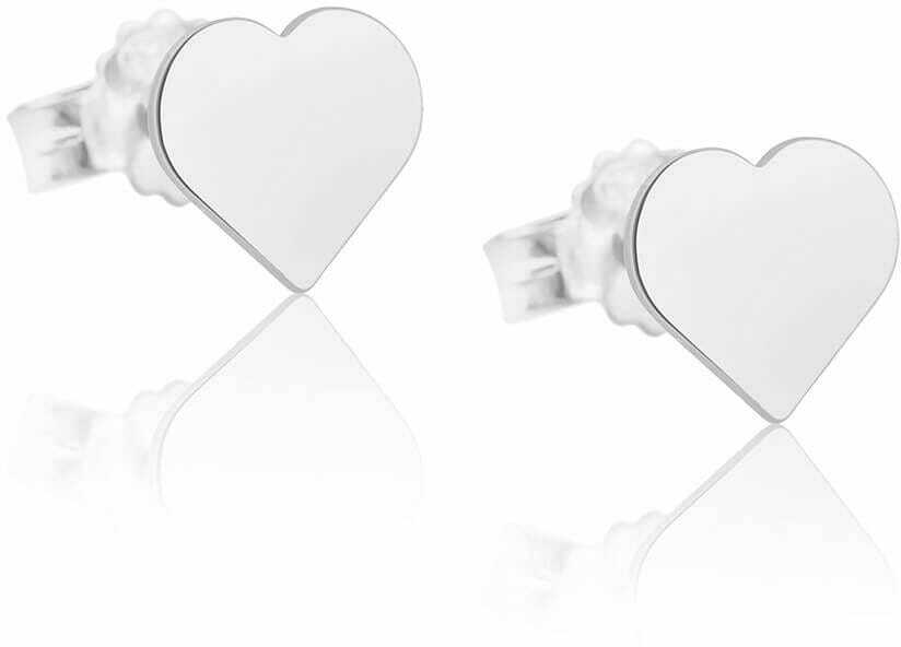 Kolczyki serca gładkie srebrne