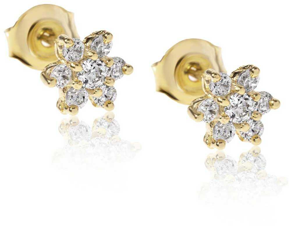 Kolczyki kwiatki z cyrkoniami srebrne pozłacane