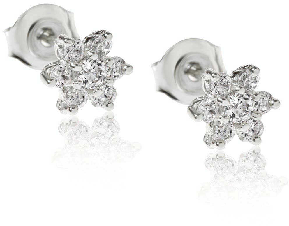 Kolczyki kwiatki z cyrkoniami srebrne