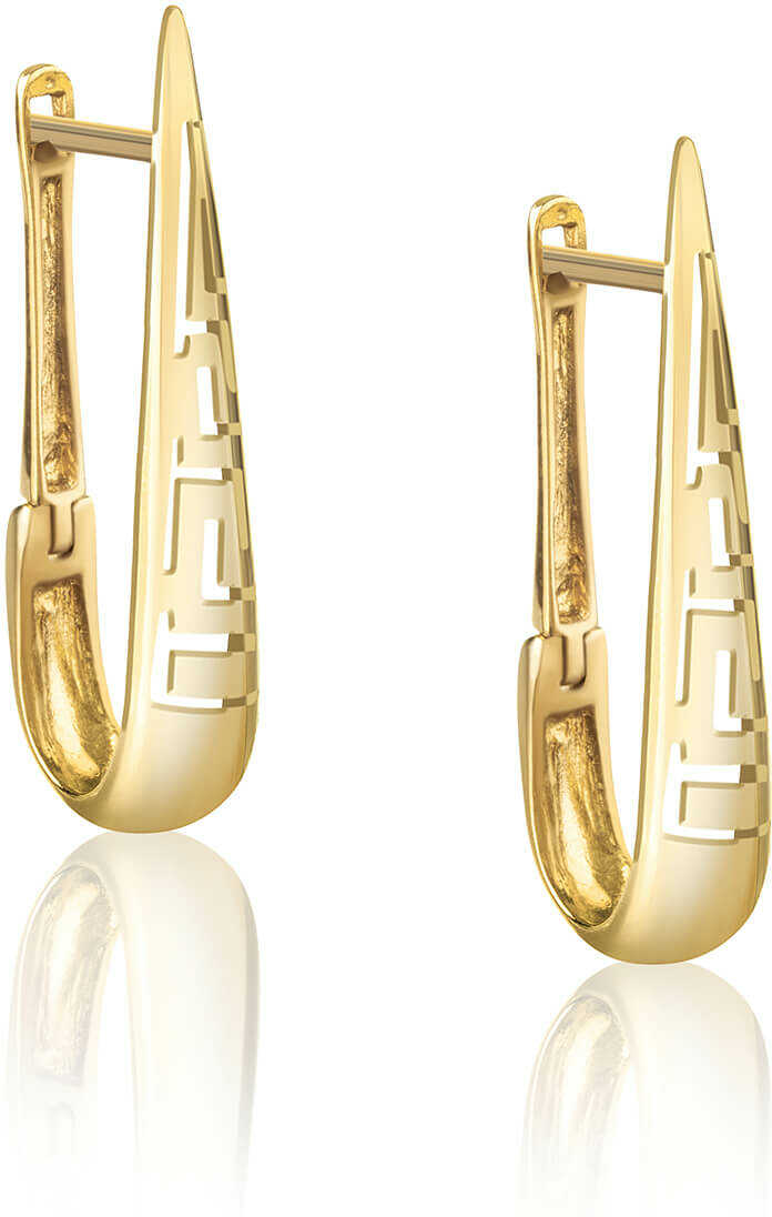 Kolczyki łezki wzór grecki srebrne pozłacane