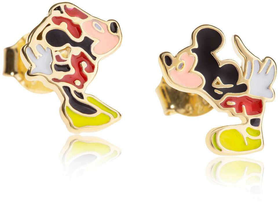 Kolczyki srebrne pozłacane Myszka Miki i Minnie emaliowane