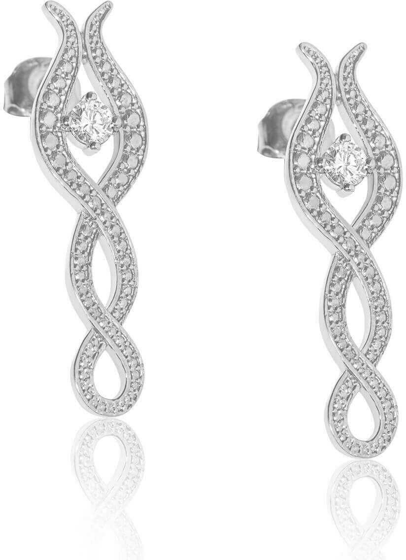 Kolczyki srebrne długie z cyrkoniami