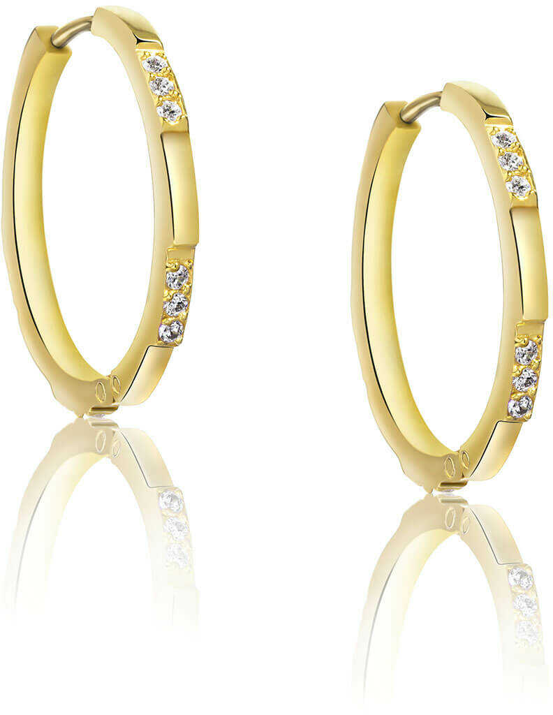 Kolczyki koła z cyrkoniami srebrne pozłacane