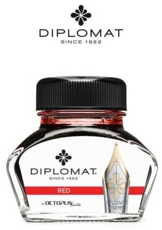 Atrament do piór wiecznych DIPLOMAT, w kałamarzu, 30 ml, czerwony