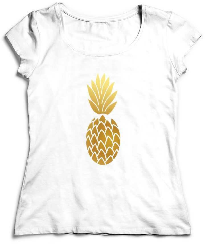 Koszulka damska - Ananas - WAKACJE LATO - Gold Mirror