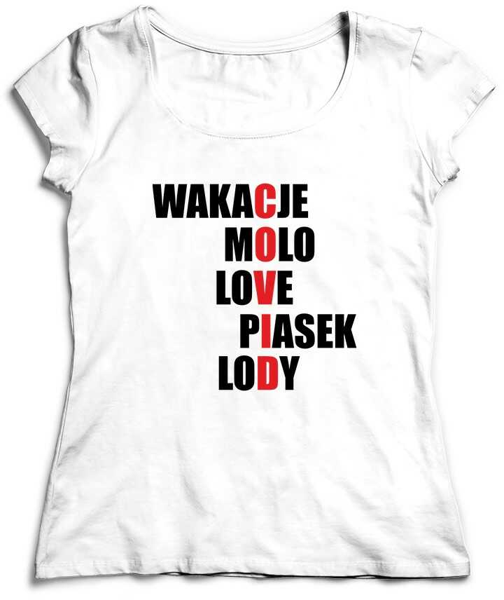 Koszulka damska - COVID - wakaCje-mOlo-loVe-pIasek-loDy