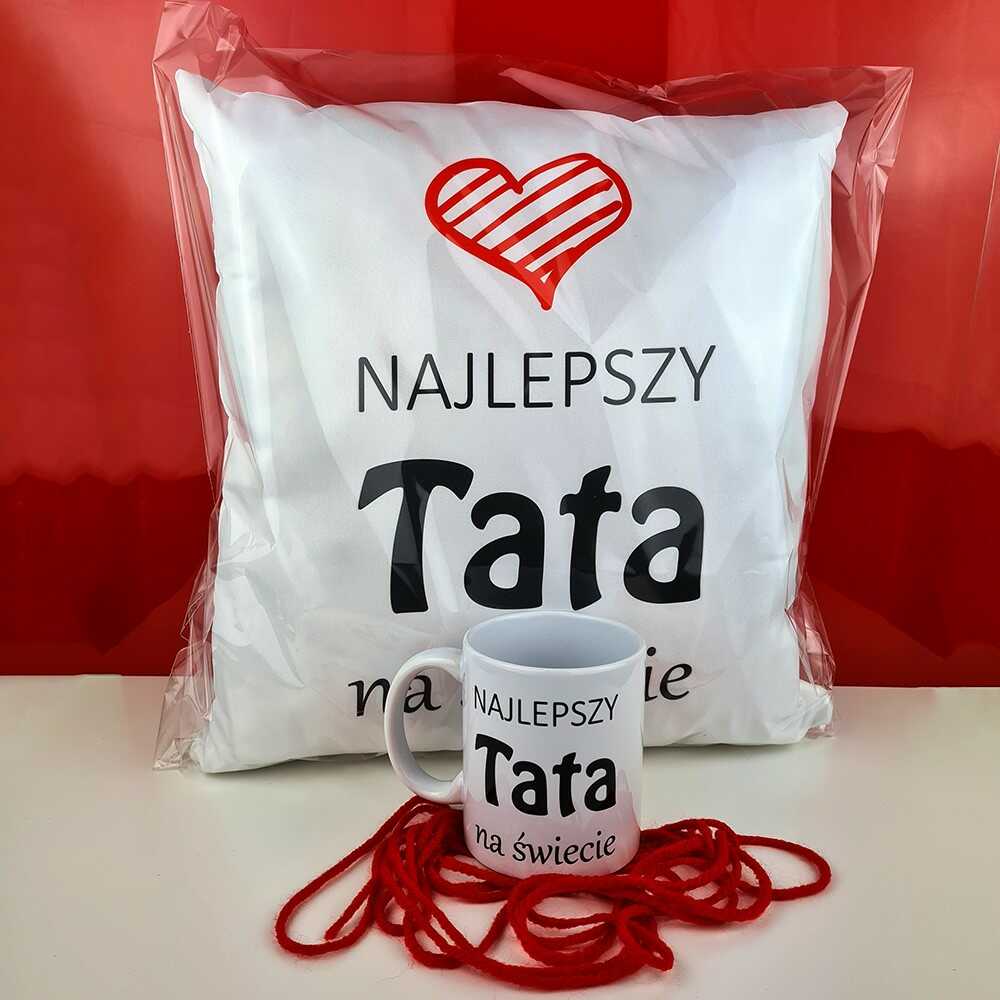 Zestaw NAJLEPSZY TATA NA ŚWIECIE Kubek i Poduszka z okazji Dnia Taty