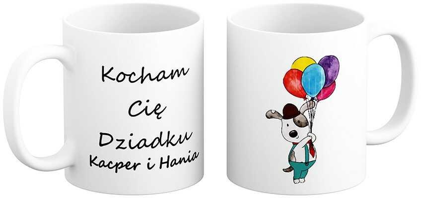 Kubek na Dzień DZIADKA - Kocham Cię Dziadku + Imiona Kubek z Balonami Prezent