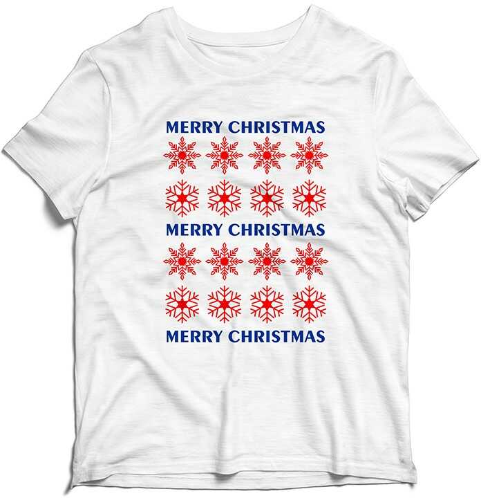 Koszulka Świąteczna-Merry Christmas Śnieżki Prezent pod Choinkę na Święta Boże Narodzenie Gwiazdkę na Mikołaja