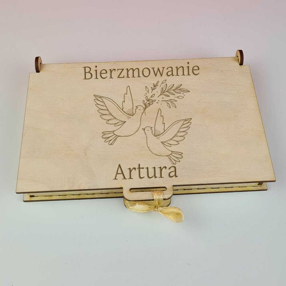 Pudełko Koperta na Bierzmowanie z imieniem prezent na pieniądze