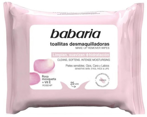 Chusteczki nawilżane do demakijażu Babaria Rosa Mosqueta Make Up Remover Wipes 25 szt