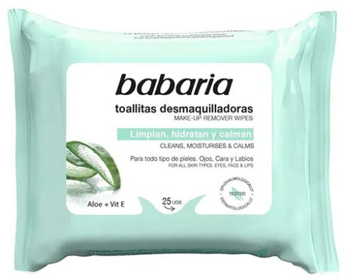 Chusteczki nawilżane do demakijażu Babaria Aloe Vera Facial Cleansing Wipes 25 szt