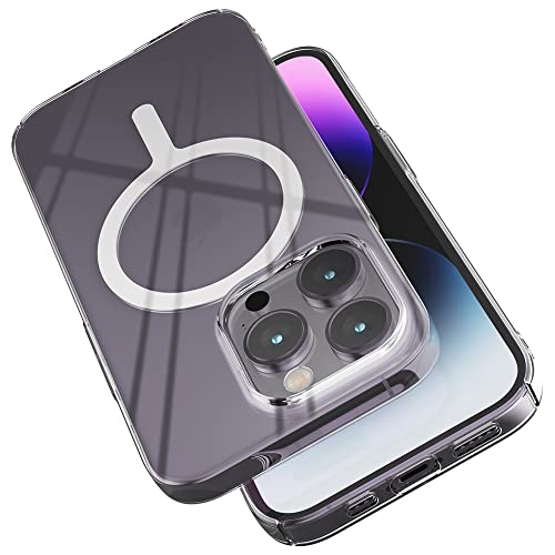 Sinjimoru 1 mm ultracienkie etui na telefon iPhone 14 Pro do etui MagSafe, nie żółknie przezroczyste, magnetyczne, smukłe dopasowanie, etui na telefon komórkowy, krystalicznie czyste dla iPhone 14