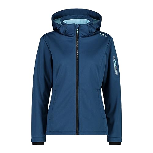 CMP damska kurtka Softshell melanżowa z odpinanym kapturem, Majolica Mel, 40