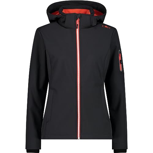 CMP damska kurtka Softshell z odpinanym kapturem, Antracyt i mak, 44