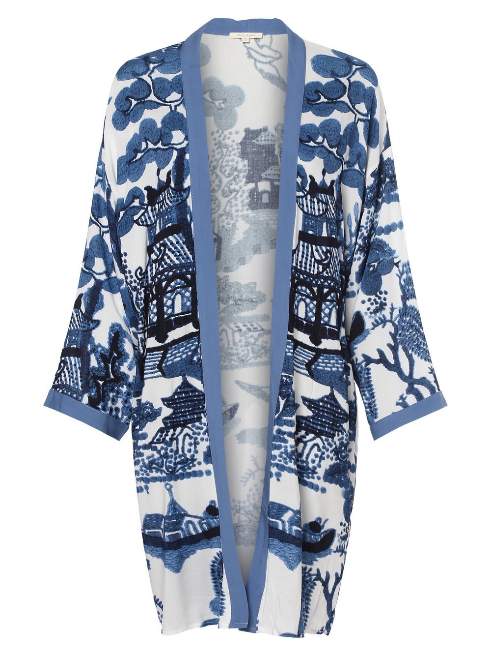 Marie Lund - Kimono damskie, niebieski|biały