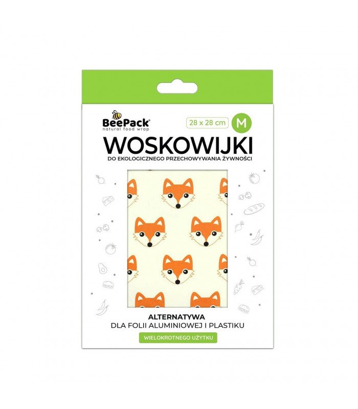 Woskowijka do przechowywania żywności, LIS RUDZIELEC, rozmiar M (28x28cm), BeePack