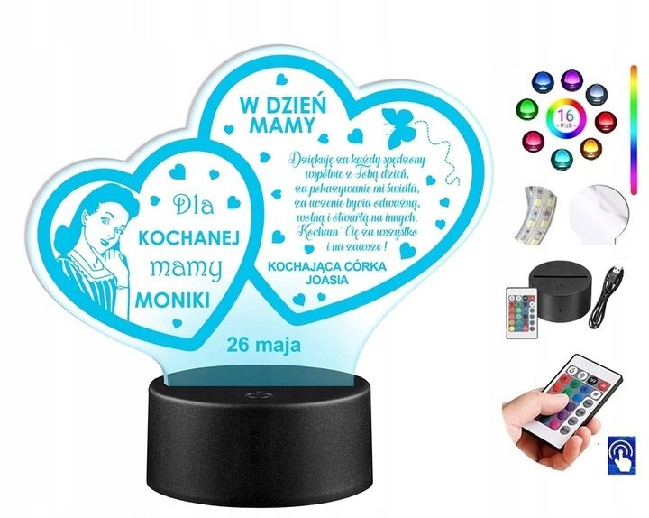 Lampka Na Biurko Prezent Dla Mamy 16K. Led Plexido