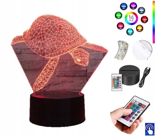 Lampka Na Biurko Żółw Wodny 16Kolorów Led Plexido