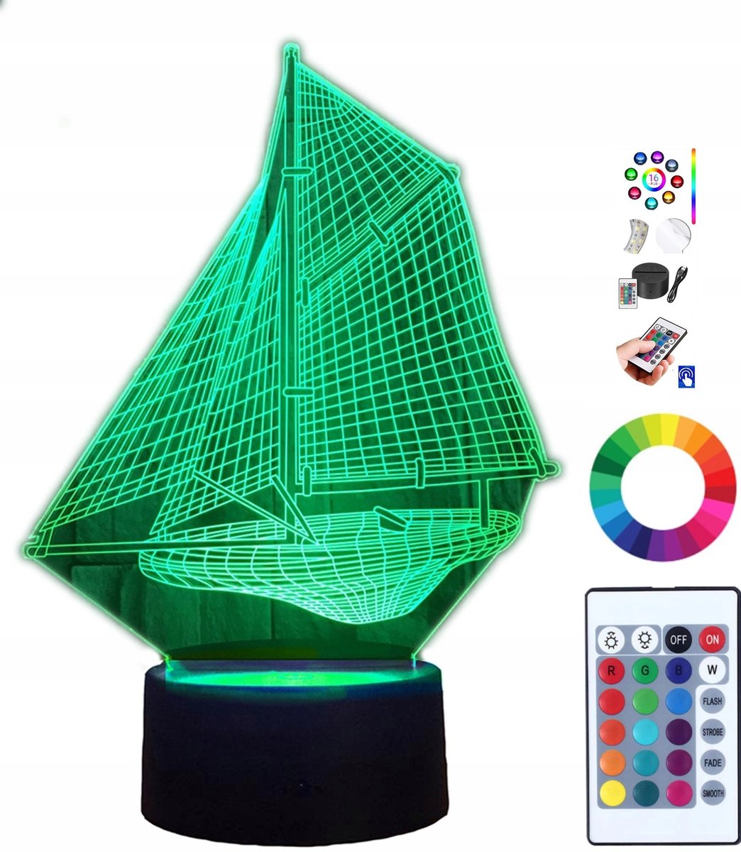 Lampka Na Biurko Żaglówka 16 Kolorów Led Plexido