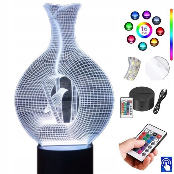 Lampka Na Biurko Wazon Dekoracja 16 Kolorów  Led Plexido