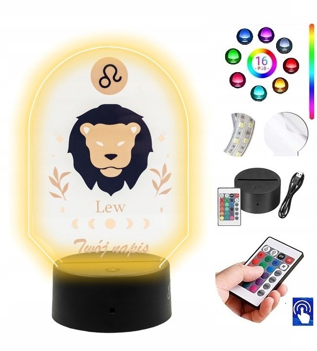 Lampka na biurko UV Znak Zodiaku LEW LED PLEXIDO
