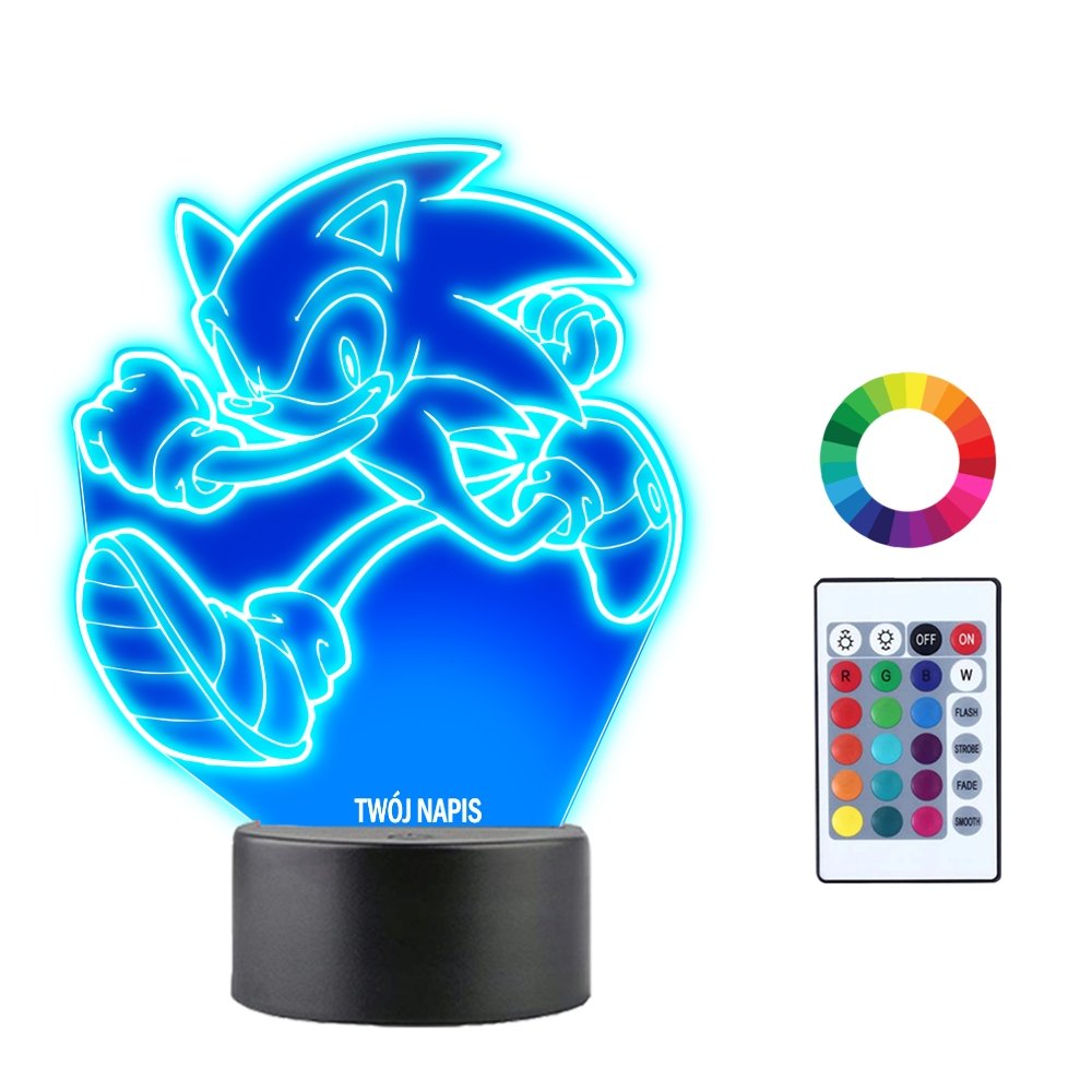 Lampka na Biurko Statuetka 3D Gra Sonic Biegnący