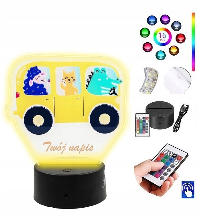 Lampka na biurko UV Bus Zwierzątka LED PLEXIDO