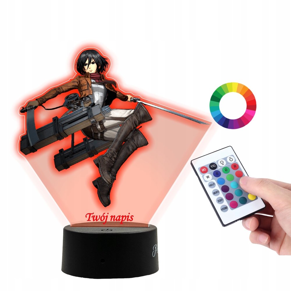 Lampka Na Biurko UV Mikasa Ackermann Anime PLEXIDO