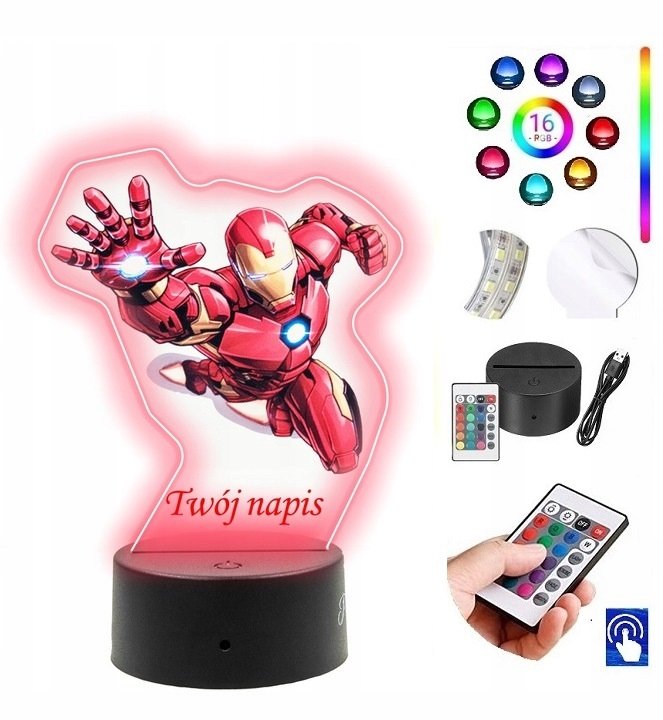 Lampka na biurko UV Iron Man Avengers LED PLEXIDO