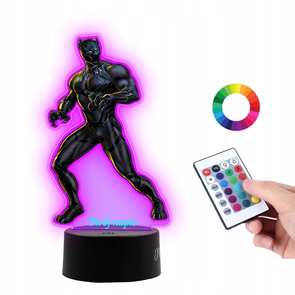 Lampka Na Biurko UV Statuetka Led Czarna Pantera