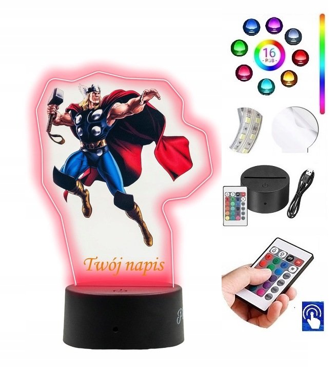 Lampka na biurko UV Thor Avengers 16k. LED PLEXIDO