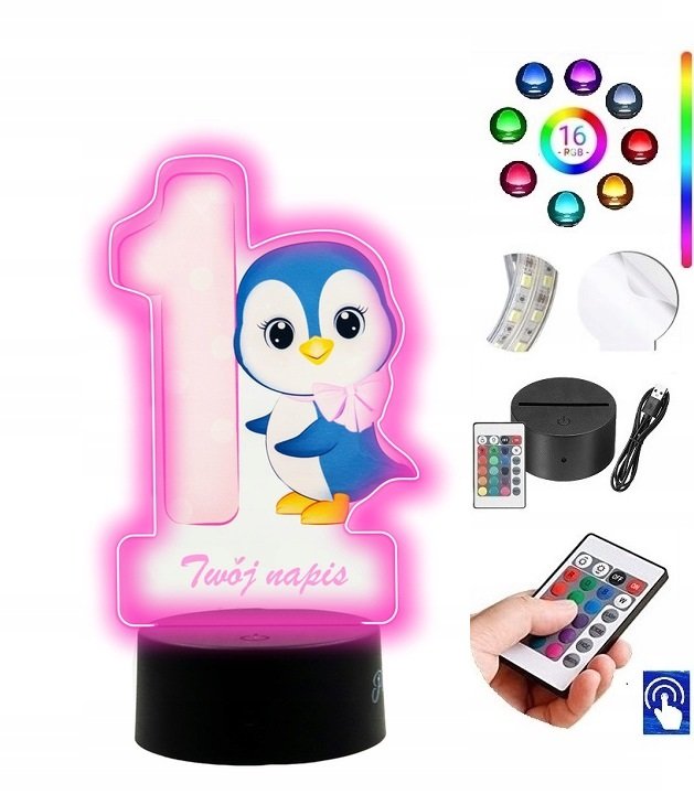 Lampka na biurko UV Roczek Urodziny LED PLEXIDO