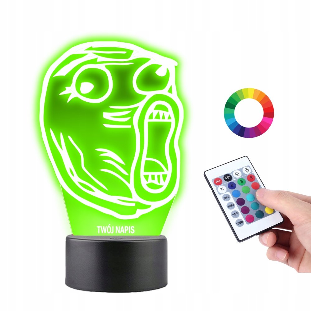 Lampka na Biurko Statuetka 3D Głowa LOL Mem Grawer